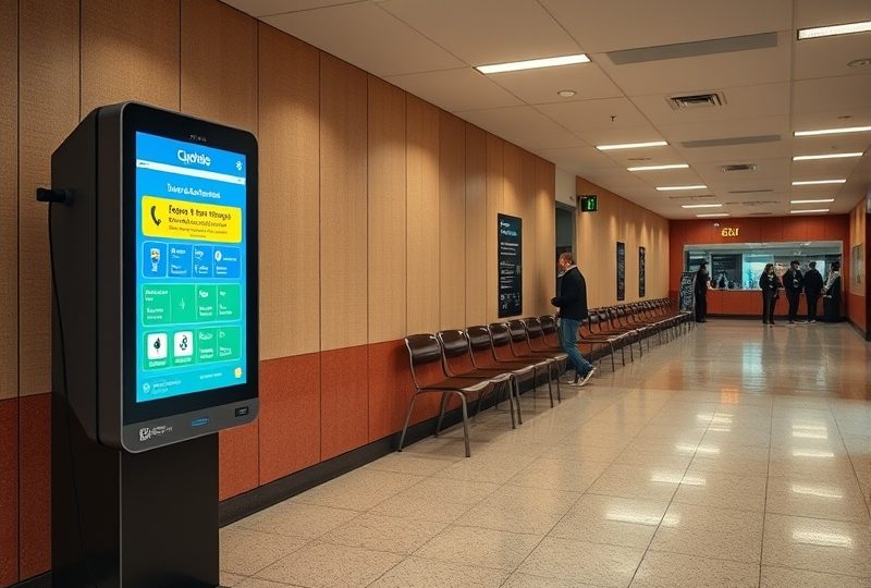 Sala de espera ordenada con sistema de turnos